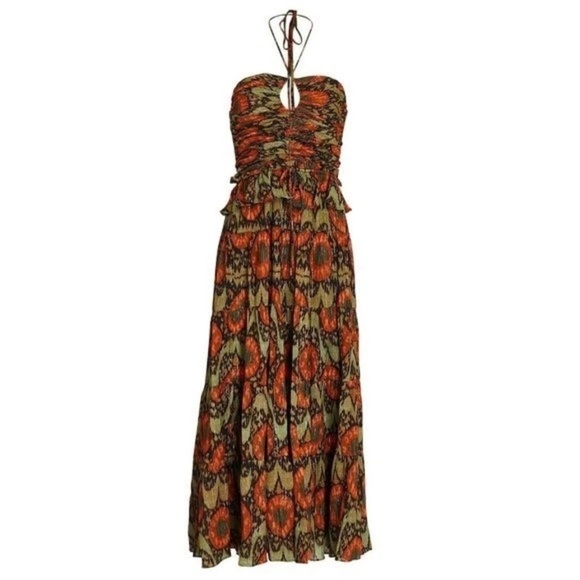 Ulla Johnson Evanthe Fit & Flare Halter Floral Chiffon Dress Midi wedding guest - Picture 3 of 16